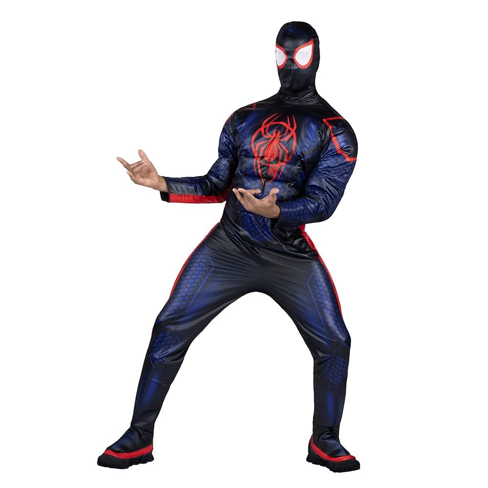 MARVEL Deluxe Adult Miles Morales Costume, Mens Spiderman Halloween Costume - Officially Licensed