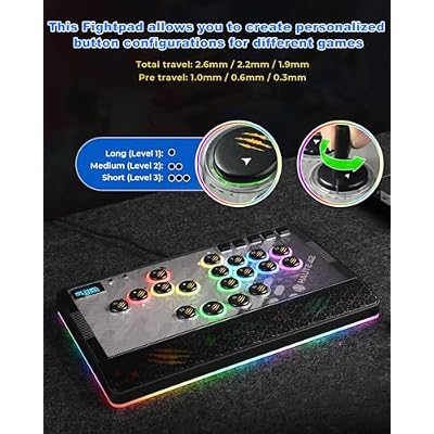 Haute42 Leverless Controller Arcade Stick: Haute42 C-AT Black Leverless Arcade Stick Street Fight for PC/PS3/PS4/Switch Game,Arcade Controller with Cable Security Clasp & TURBO Support Hot Swap & SOCD