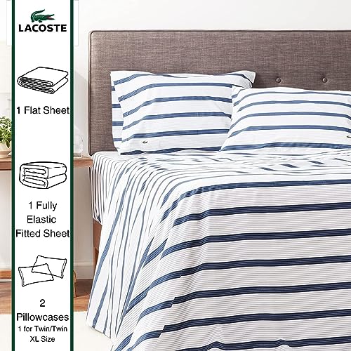 Image of Lacoste Archive Sheet Set, Queen, Zen Blue