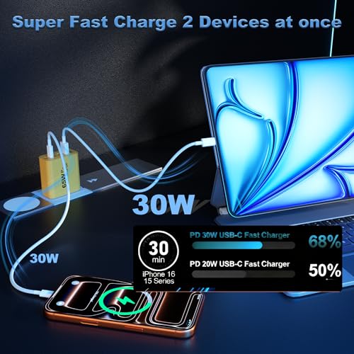 Image of USB C Charger Block, 2-Pack 65W 6-Port USB C Wall Charger iPhone Charger Fast Charging PD Power Adapter+QC Wall Plug Multiport Type C Brick Chargers for iPhone 17 16 15 14 13 12 11 Pro Max XS,Yellow