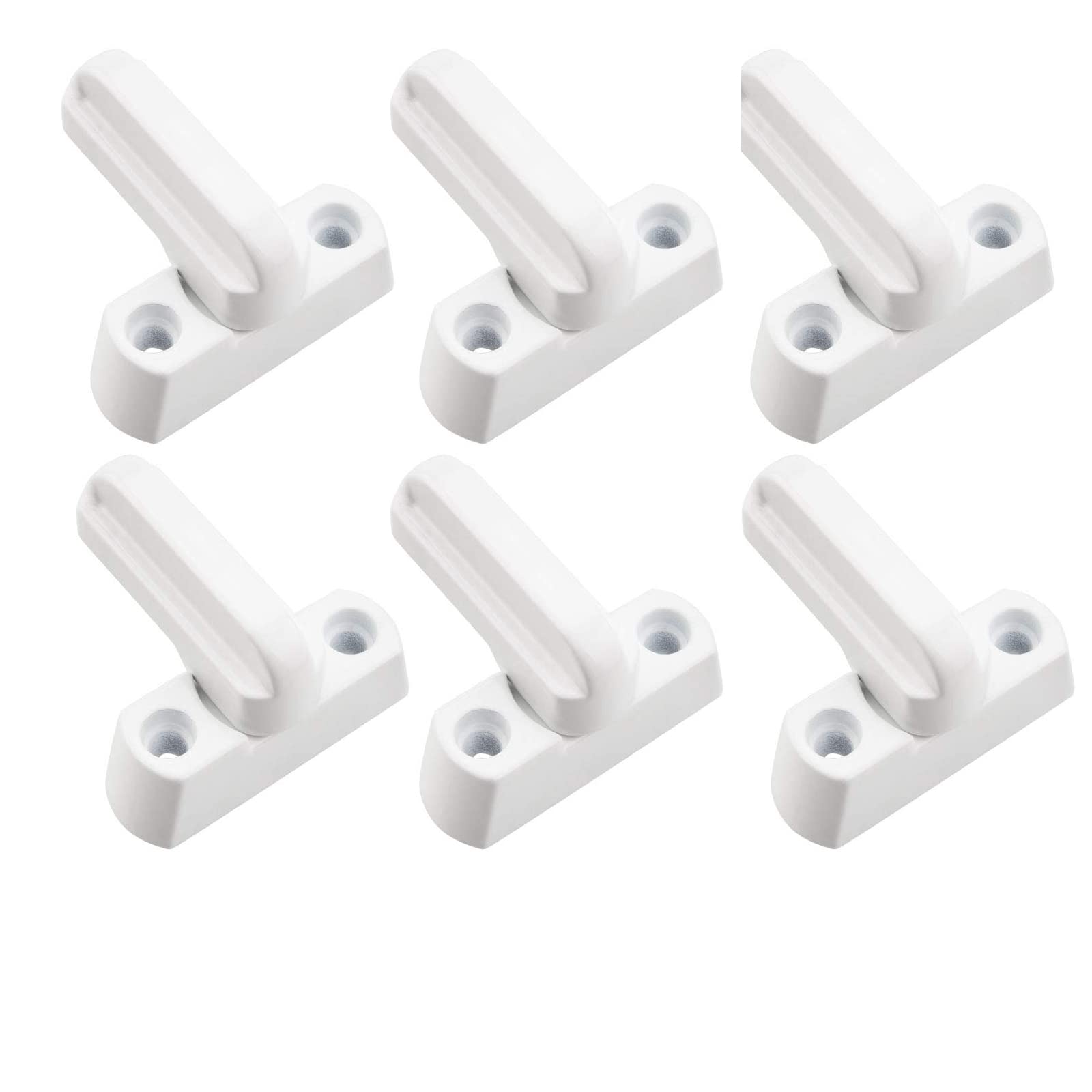Wangcl White 6Pcs Window Jammer Locks With Fixing Screws For Upvc Pvc Doors Windows Home Security Zinc Alloy Sash Lock Blocker Window Buckle Window Anti-Theft Lock
