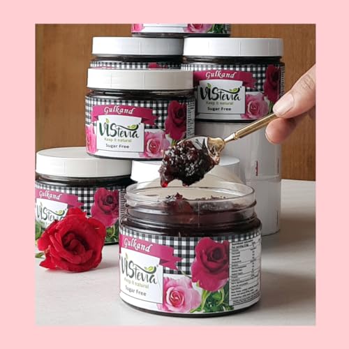 Image of Vistevia Sugar Free Gulkand (Rose Petal Preserve), Stevia-Sweetened Flavor of Damascus Roses, Diabetic and Keto Friendly- Pack 0f 1 (380G)