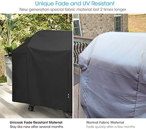 Unicook BBQ Cover, Heavy Duty Waterproof Barbecue Cover, Resistant Oxford Fabric, Compatible for Weber Genesis II, Genesis II LX 300 Series and Genesis 300 Series Gas Grills and More, 58Inch/147CM