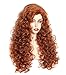 Gerulyss 28 Inches Long Wavy Ginger Wigs for Women Auburn Natural Curly Synthetic costume Hair Wig Fox Red Fluffy Full Head Halloween Wig