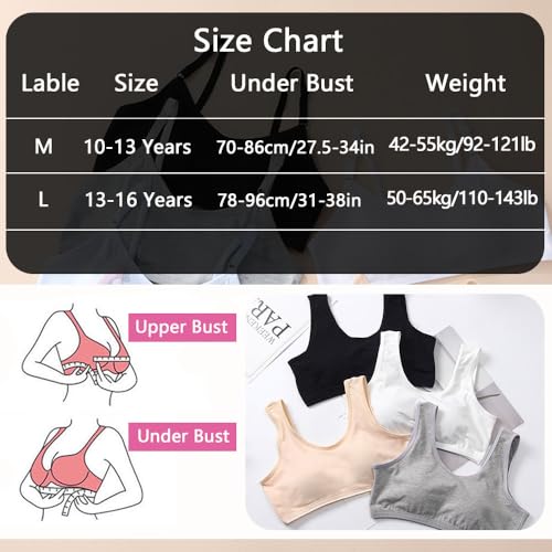 Girls Sports Bra Cotton Training Underwears Teenage Wirefree Bralette Kids U Shape Back Crop Tops Vest for 10-16 Years2