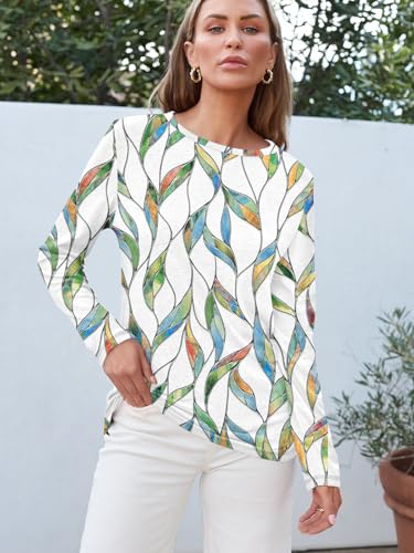 Image of AUTOMET Women's Long Sleeve Crewneck Shirts Casual Basic Tops