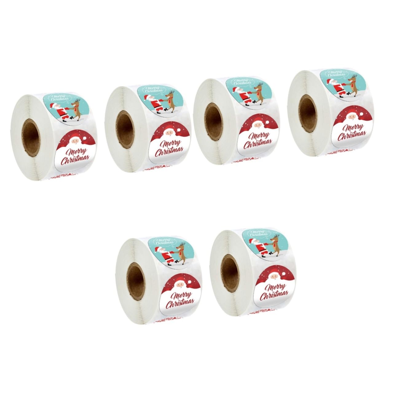 SEWACC 6rollos Pegatinas Adhesivas De Navidad Para Sellar Etiquetas Decorativas De Cartón Autoadhesivas