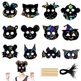 Sicheres Material: Sicheres Material:Diese Kratz Maske besteht aus doppelseitigem Karton mit schwarzer Oberfläche und Regenbogen Unterseite.Das Kratzwerkzeug aus strapazierfähige und geruchlose Bambus in natürlicher Farbe.Die schwarzen Seile sind elastisch,um den Kopf für alle Altersgruppen zu passen.Als schöne Dekoration können leicht verwenden werden.