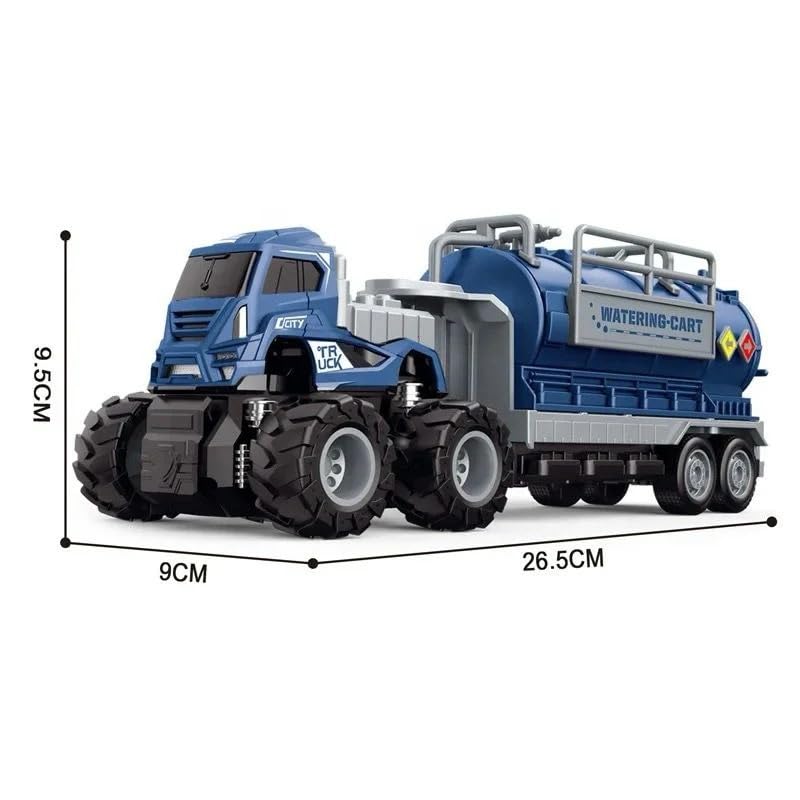 Image of Unbreakable Friction Powered Watering Cart Miniature Trailer Metal Die-Cast Oil &Water Tanker Transport Truck Toys for Kids Boys Girls Pull Back Vehicle (Multicolor, Pack of 1)