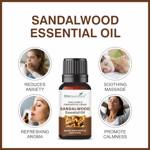 She Essentials Tea Tree, Rosemary, Lavender, Rose & Sandalwood Essential Oils | For Skin, Face, Hair & Aromatherapy | Reduces Acne, Wrinkles & Promotes Hair Growth | Suitable... - Image 6