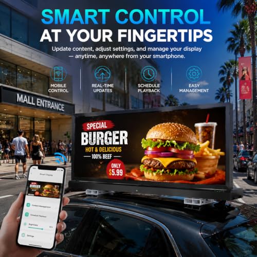 Image of P2.5 Double Sided Taxi Top LED Display, 4500nits High Brightness Commercial Advertising Car Roof LED Screen, IP65 Waterproof Advertising Display, 3G /4G /WiFi /USB Control, Wireless Remote Control