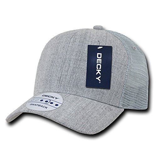 DECKY 6 Panel Curve Bill Trucker Cap, Heather Grey