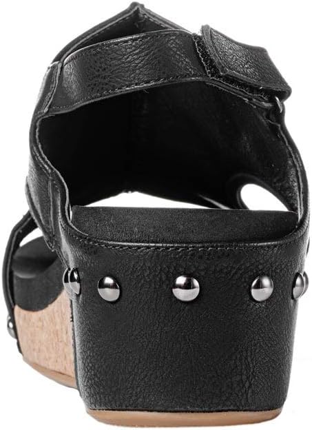 Corkys Women's Volta Wedge Sandal (Black Smooth, 9 M US) - Image 3