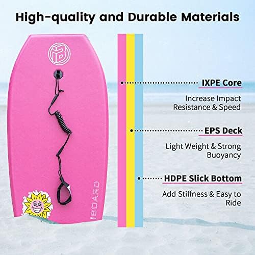 Miniatura 2 de Bodyboard con correa de muñeca ligera para adultos con núcleo EPS de 41 pulgadas, elige color, rosa