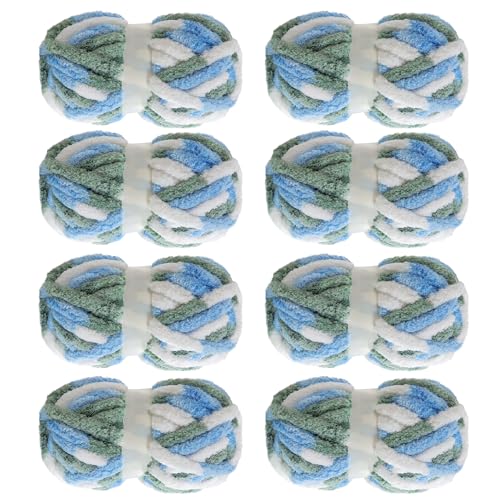 Image of MABOZOO Tie Dye Chunky Yarn for Crocheting 8 Pack,Blue Fluffy Jumbo Chenille Yarn,Soft Plush Yarn Bulky,Giant Thick Fuzzy Yarn for Hand Knitting or Arm Knitting (31.7 yds,8 oz Each Skein)