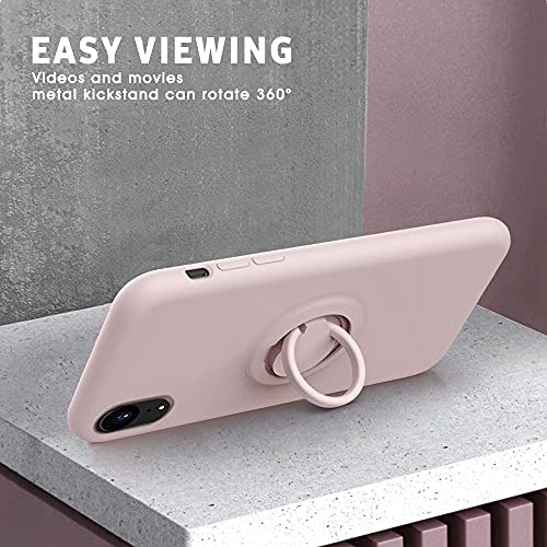Vooii For Iphone Xr Case With Kickstand | Baby Grade Liquid Silicone | 10Ft Drop Tested Protective, Microfiber Lining Shockproof Full-Body Cover Case For Iphone Xr (Pink Sand) #TOP2