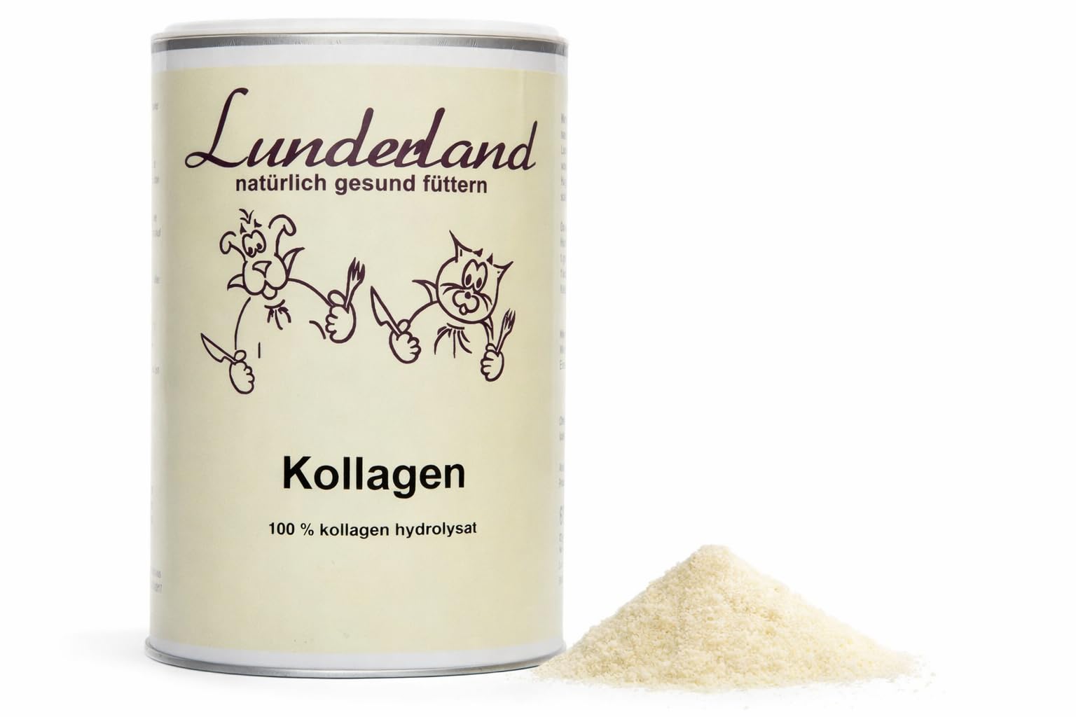 Lunderland Kollagen | 600 g | Einzelfuttermittel für Hunde & Katzen | 100% Kollagen Hydrolysat