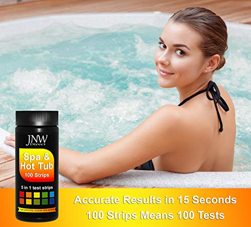JNW Direct Spa Test Strips for Hot Tubs - 100 Count, Best Kit for Accurate Water Quality Testing at Home, 5 in 1 Hot Tub Testing Strips, Free App & Ebook Included - Thumbnail 3