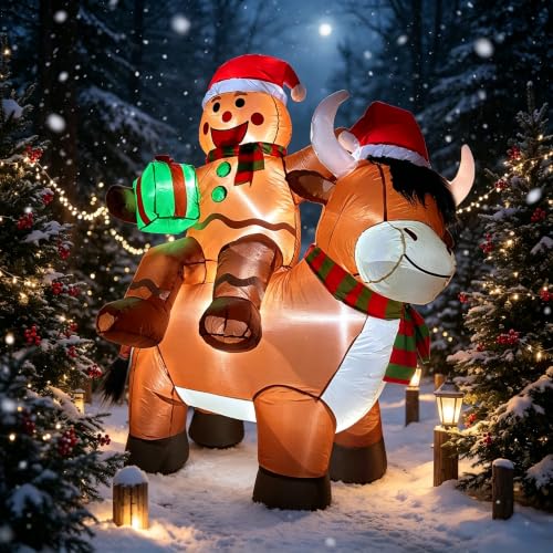 Aufblasbare Hochlandkuh mit Weihnachtsmütze – 1,8 m – Bild 5