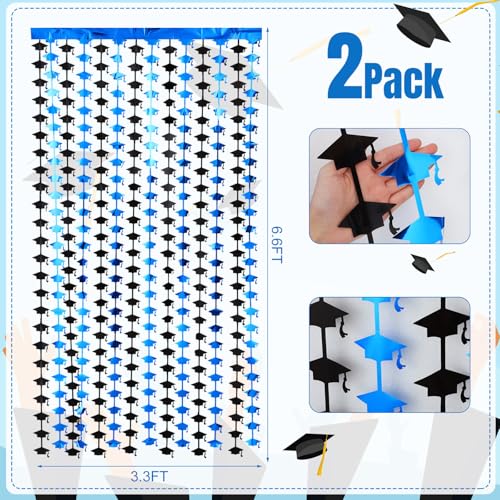 Decoración Cortinas Foil Azul y Negro Graduación 3.3x6.6 ft miniatura 2