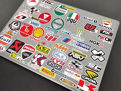 Image of WallDesign Ultimate Moto Racing Sticker Set Collection of 116 - Mobile, Laptop, Helmet, Accessories, Gifting - Durable, Laminated, Quality Printed Vinyl for True Racing Fans - Self-Adhesive, 2.5 Inch
