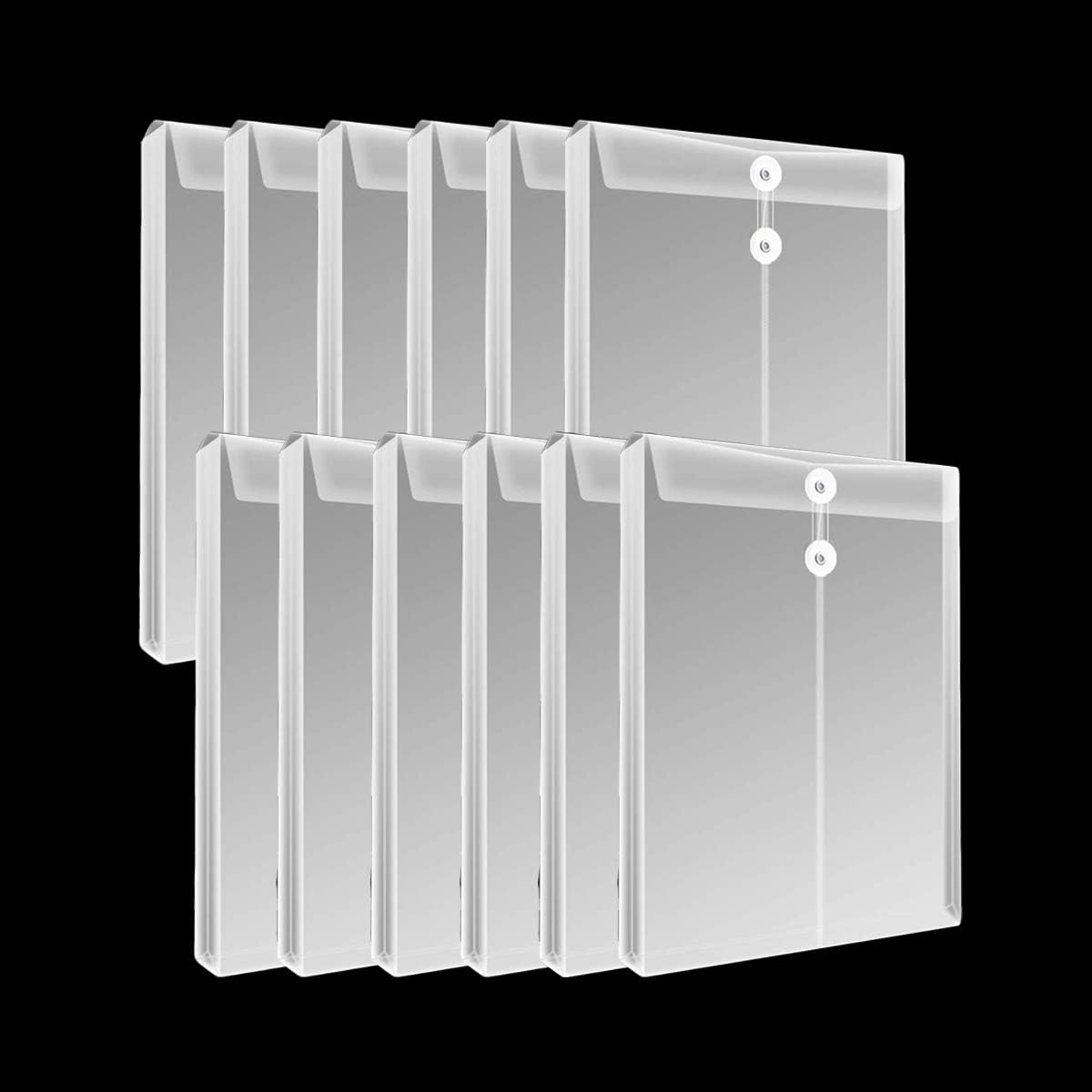Guozi 12pcs Filing Poly Envelopes,Transparent Plastic File Folders with