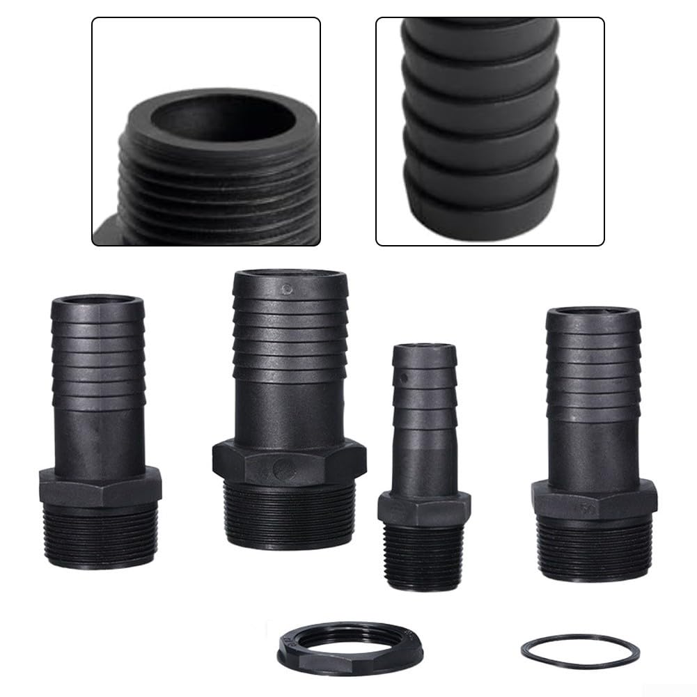 5 piezas de boquilla de manguera NPT rosca exterior adaptador de polipropileno de 1 pulgada a 2 pulgadas negro para conexión robusta para agua aire combustible tuberías en jardín industrial riego y
