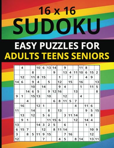 16 x 16 Easy Sudoku Puzzles for Adults Teens Seniors Large Print: 100 Mega Sudoku Puzzles