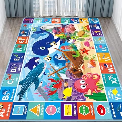 LTKOUGFAM Ocean ABC Baby Play Mat Cover