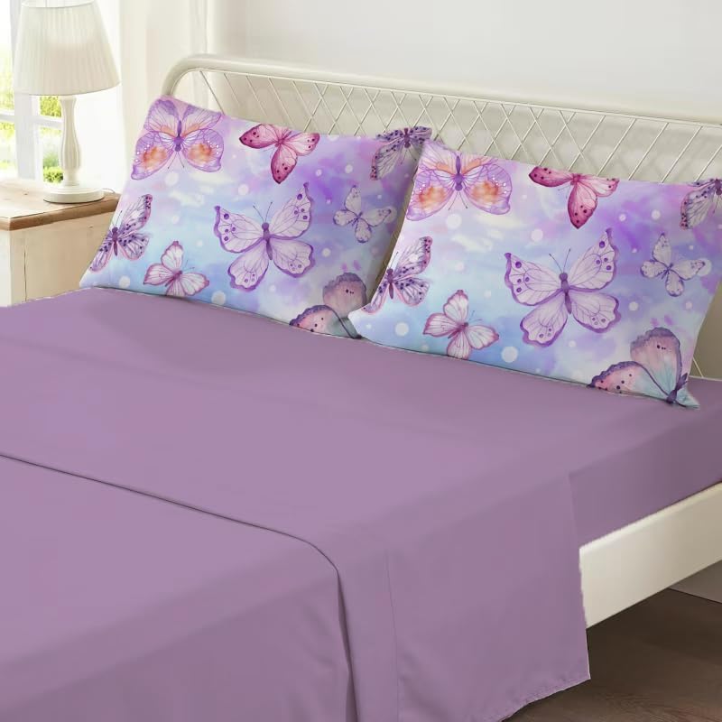 Butterfly Comforter Set Twin Size for Girls Kids Teens Blue Purple Tie Dye Bedding Set 5 Pieces Bed in a Bag - Image 3