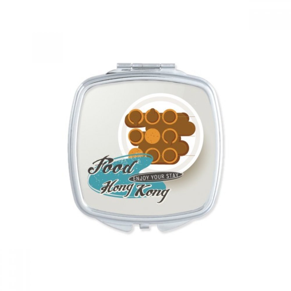 Miroir de poche carré format compact au motif Dim Sum de Hong Kong