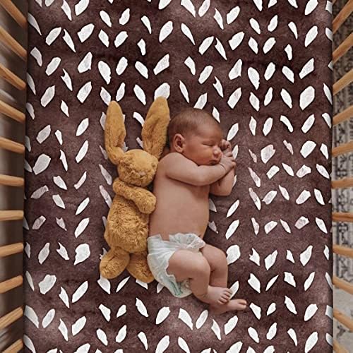 Soft Fitted Crib Sheet, Stretchy and Breathable Toddler Crib Sheet for Boys and Girls, Fits Standard Crib and Toddler Mattress (Brown Geometric)