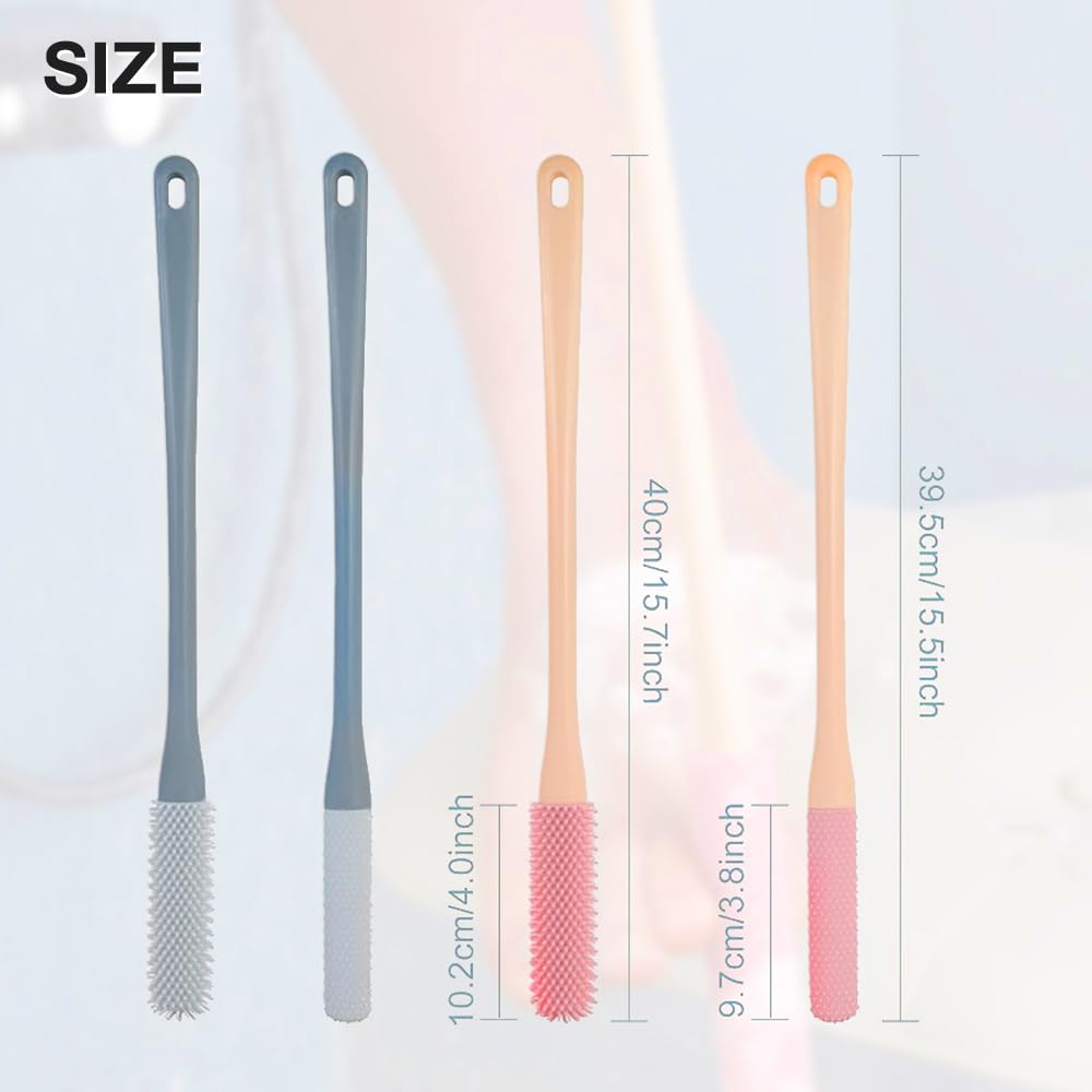 Toe Gap Cleaning Brush 2024 New Toe Cleaning Brush Set Silicone Toe Brush with Long Handle for Men Women's Feet (Grey)