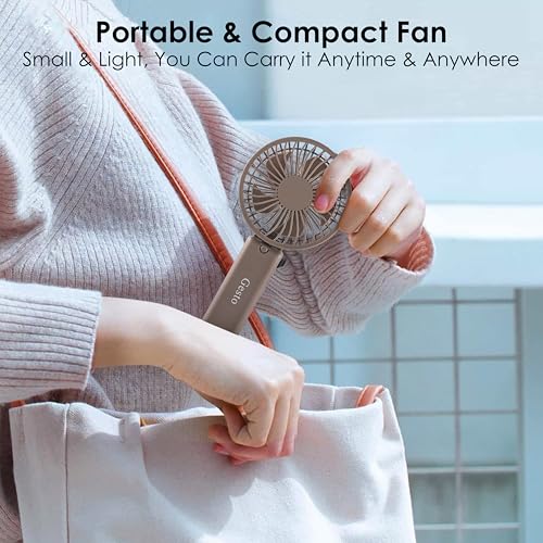 Image of Gesto Portable Fan Rechargeable with LED Light - Foldable Mini Fan, Small Fan,USB Charging Hand Fan with 1200mAh Battery & 3 Speed Modes | Travel, Makeup, Kitchen,Women's Personal Pankhaa - Grey