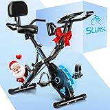 Heimtrainer Fahrrad, SLUNSE 2025 Neu Hometrainer Fahrrad mit stabilem Doppeldreieckrahmen, Klappbar Ergometer Heimtrainer mit 10dB extra Leise, Indoor Bike für Kardio-Training zu Hause, Bis 160KG