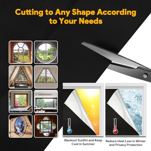 SONITOR Blackout Blinds Stick On 200x148cm, No Drill, Cut to Size, Portable Thermal Curtains with Velcro for Travel, Nursery, Bedroom, Loft, Skylight Windows, Temporary Use - Image 7