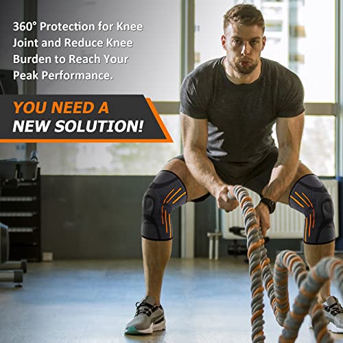 Gemschest 2 Pack Knee Support - Knee Compression Sleeves for Men & Women with Patella Gel Pads, Knee Brace for Working Out, Running, Weightlifting, for Arthritis Joint Pain Relief ACL Size XXL - Image 2