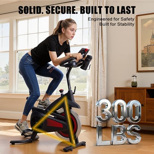 Image of Exercise Bike Stationary Bike Indoor Cycling Bicycle for Home Gym Spinning Bike 300 lbs Weight Capacity Adjustable Seat /Handlebar for Office Cardio Workout