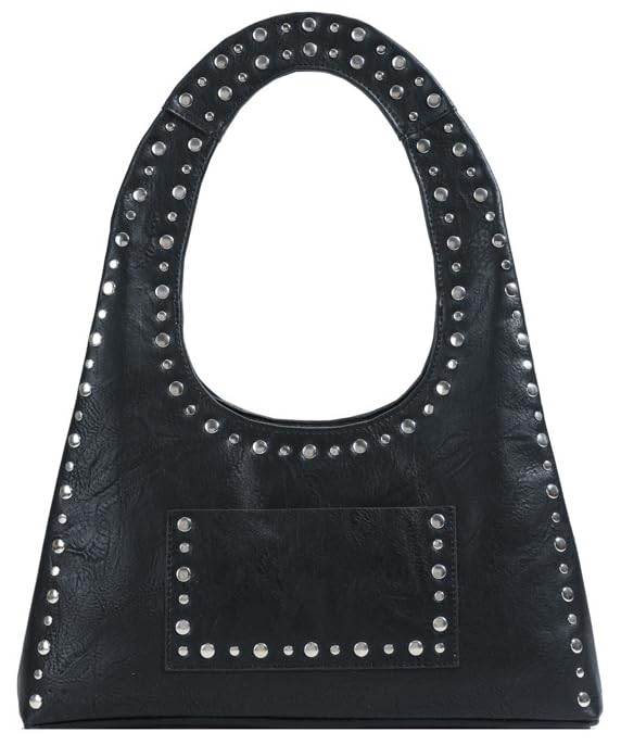 Image of Molodo PU Leather Hobo Bag for Women Vintage Studded Tote Bag Handbag Trendy Shoulder Bag Punk Streetwear Handbag Purse