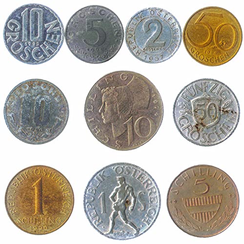 Austria 10 Mixed Coins | Groschen | Schilling | Austrian Pre - Euro Currency | Since 1947