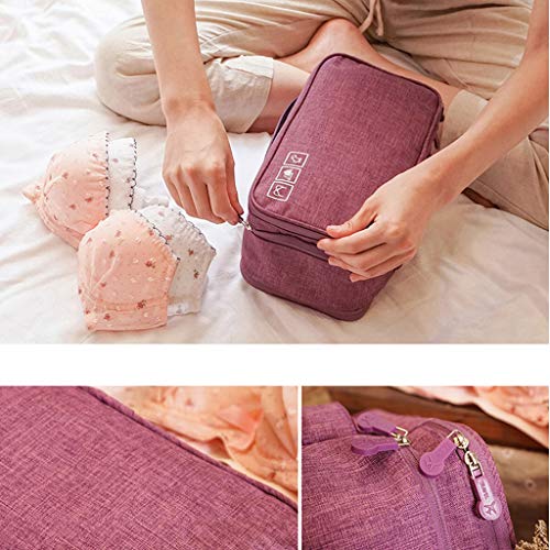 FAMOORE Travel Bra Underwaer Organizer Compact Lingerie Box Fornight Toiletry Bag (Purple)3