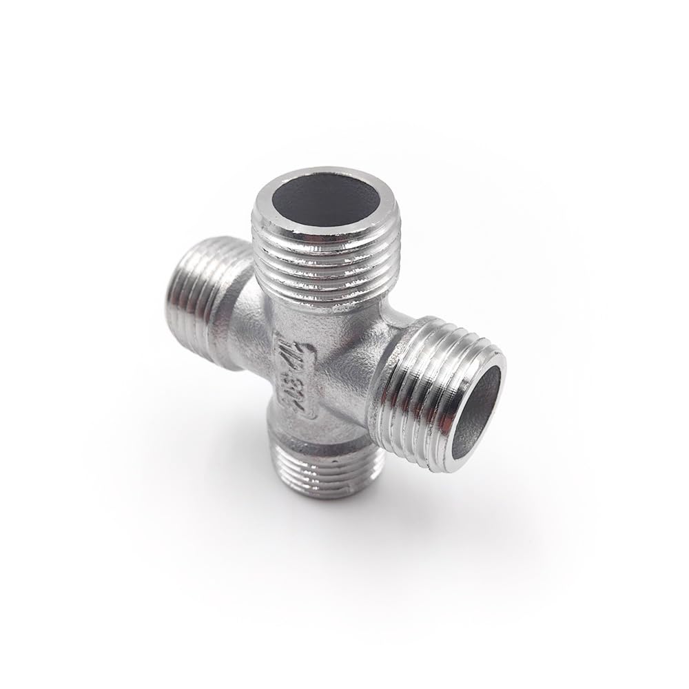 AUOQKQUT 1pc External 4-Way 1-1/4" BSP Elbow Butt 304 Stainless Steel Pipe Fittings Suitable Home Piping AUOQKQUT