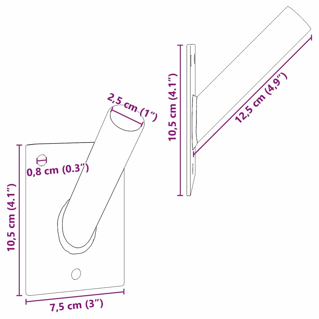 Fahnenhalter Schwarz Stahl Wandhalterung für Fahnenmasten bis 21 mm, 10,5 x 7,5 x 0,25 cm, rostbeständig für Balkon, Garten, Terrasse, Innen und Außenbereich