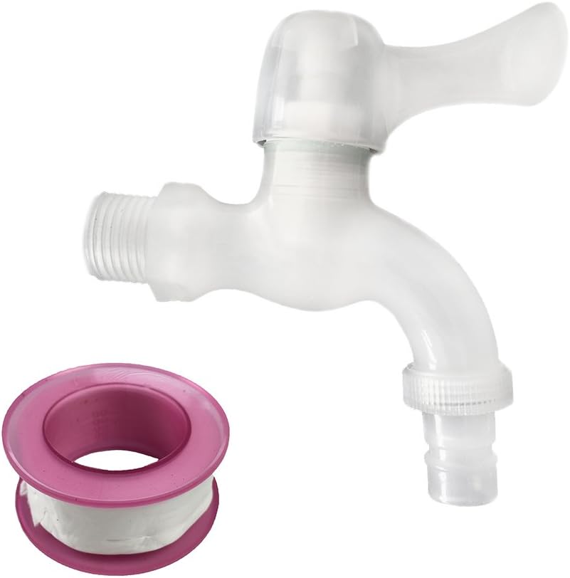 SOUTHWON White Usable PVC Plastic Water Tap Faucet With PTFE Seal Tape,Washing Machine Garden