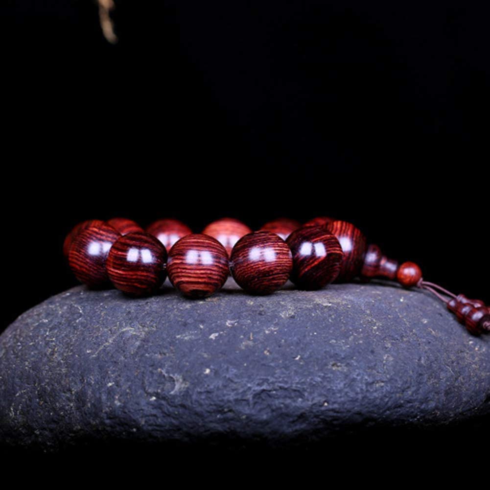 Bracciale, braccialetto di perline preghiera in legno meditazione buddista in sequoia naturale Mala Coppia gioielli elastici