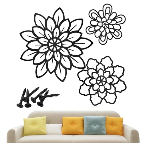 Art floral en fer Ruwshuuk | Éveillez vos murs avec 3 fleurs de métal noir poétiques