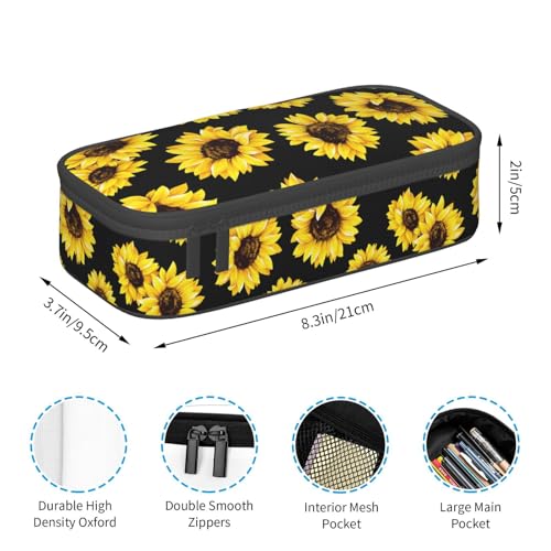 Image of Sunflower Pencil Case Aesthetic Large Capacity Pen Pouch | Storage Bag with Compartments for Travel School Office Organizer