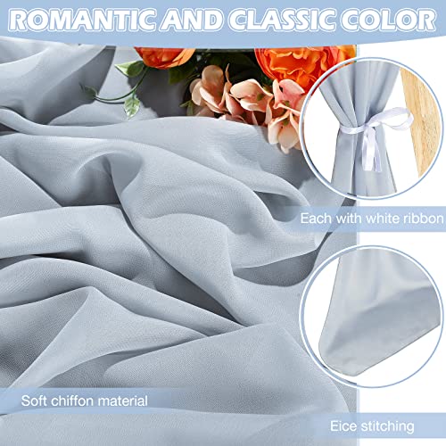 24 Pack Chiffon Table Runner Romantic Sheer Blush Table Runners Long Tulle Table Runner Table Decorations For Wedding Bridal Shower Birthday Party Supplies, 120 X 12 Inch (Dusty Blue) #TOP2