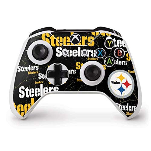 Skinit Decal Gaming Skin Compatible with Xbox One S Controller - Officially Licensed NFL Pittsburgh Steelers Black Blast Design