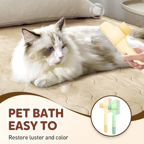 2 Stück Flohkamm für Katzen, Selbstreinigender Flohkamm, Fellblitz Bürste Katze, Multifunktionale Katzenbürste mit Auslöseknopf, Katzenkamm, Fellblitzbürste für Kurzes und Langes Haar